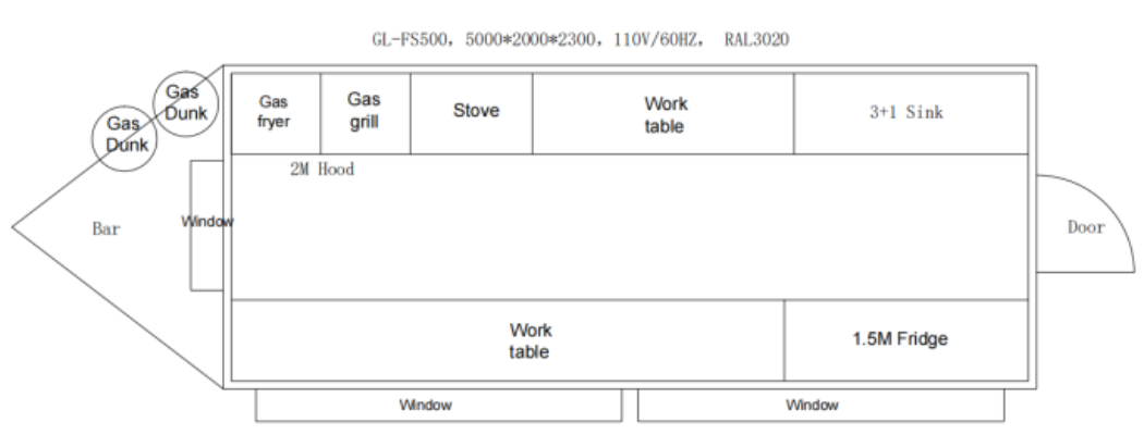 16ft custom mobile kitchen trailer floor plan